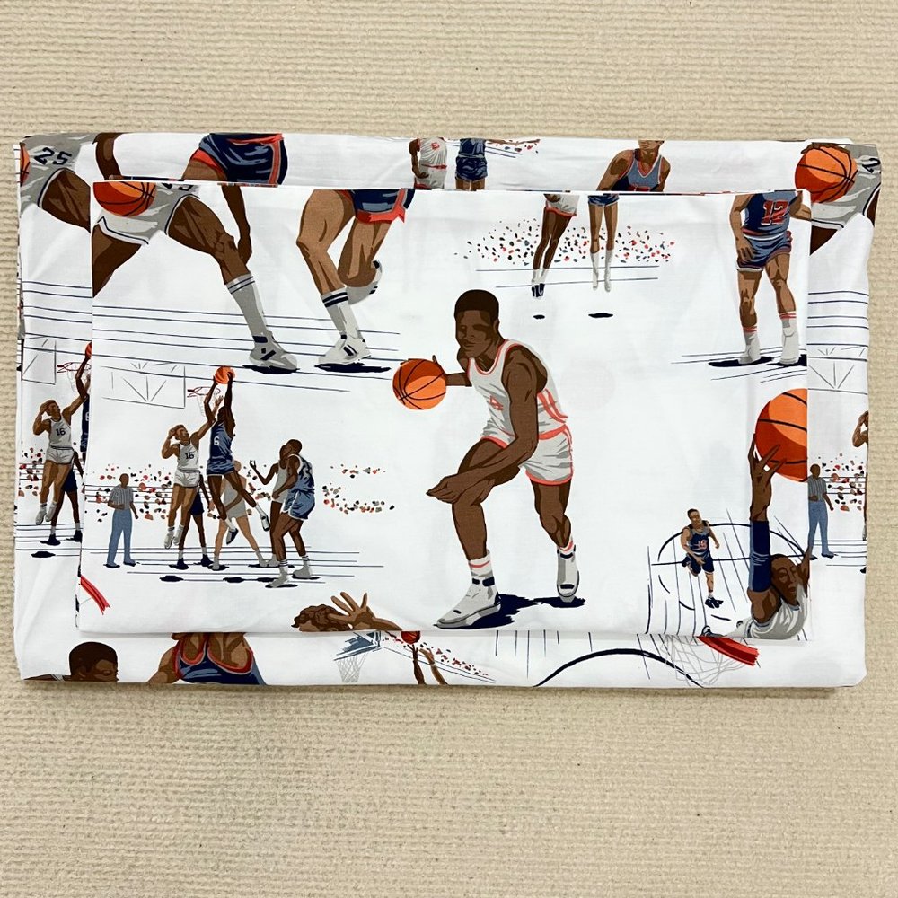 New Sport Basketball Full Size Cotton Sheet Set:2 Pillowcases+ 1 Fitted sheet